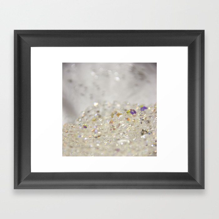 White Crystals Bokeh Framed Art Print