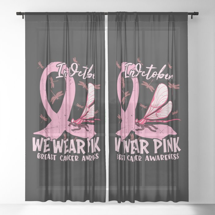In October We Wear Pink Breast Cancer Sheer Curtain