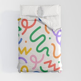 Colorful abstract line squiggle doodle pattern Comforter