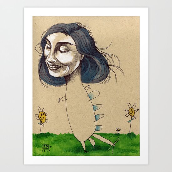 DINOSAUR GIRL Art Print