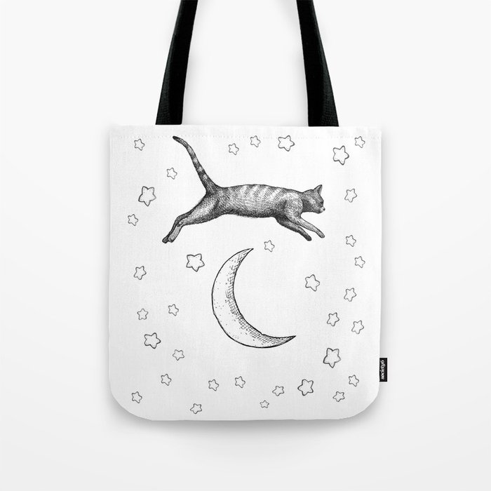 Cat Jumping Over The Moon Tote Bag
