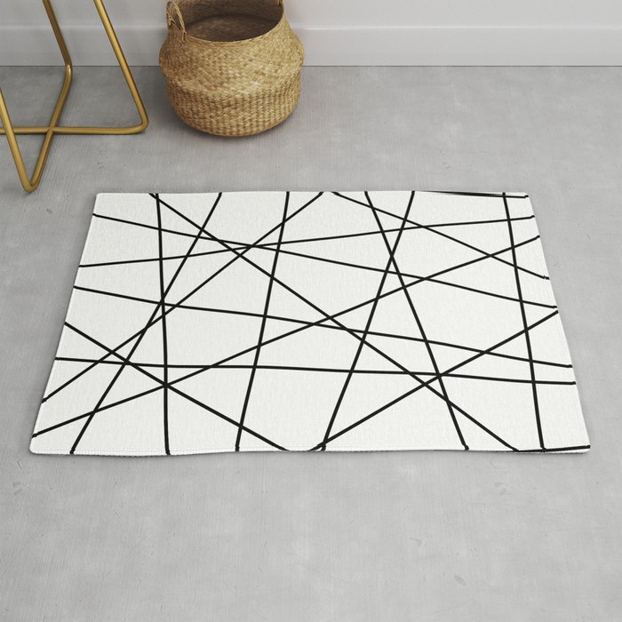 Geometric Lines (black/white) Rug