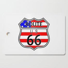 Route 66 Highway Sign With Flag Cutting Board