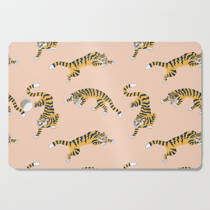 Seamless pattern with tigers in japanese style Cutting Board