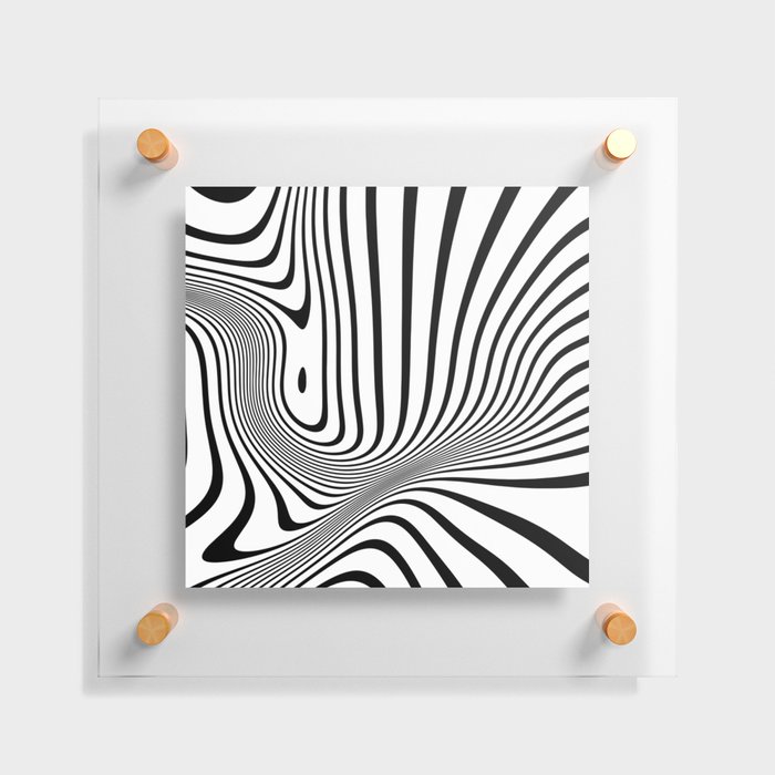 Retro Shapes And Lines Black And White Optical Art Floating Acrylic Print