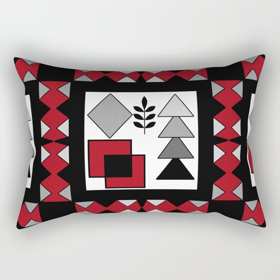 Ethnic pattern in red-black-white colors Rectangular Pillow