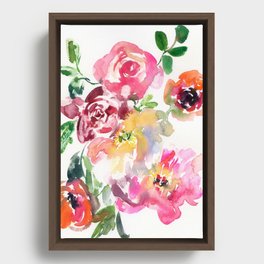 rose bouquet with peonies Framed Canvas
