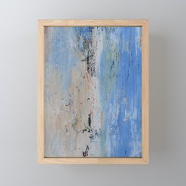 Blue sage tan ivory water coastline abstract Framed Mini Art Print