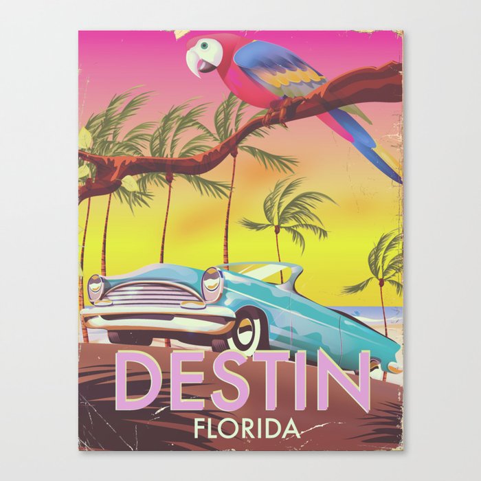 Destin Florida USA vintage style travel poster Canvas Print