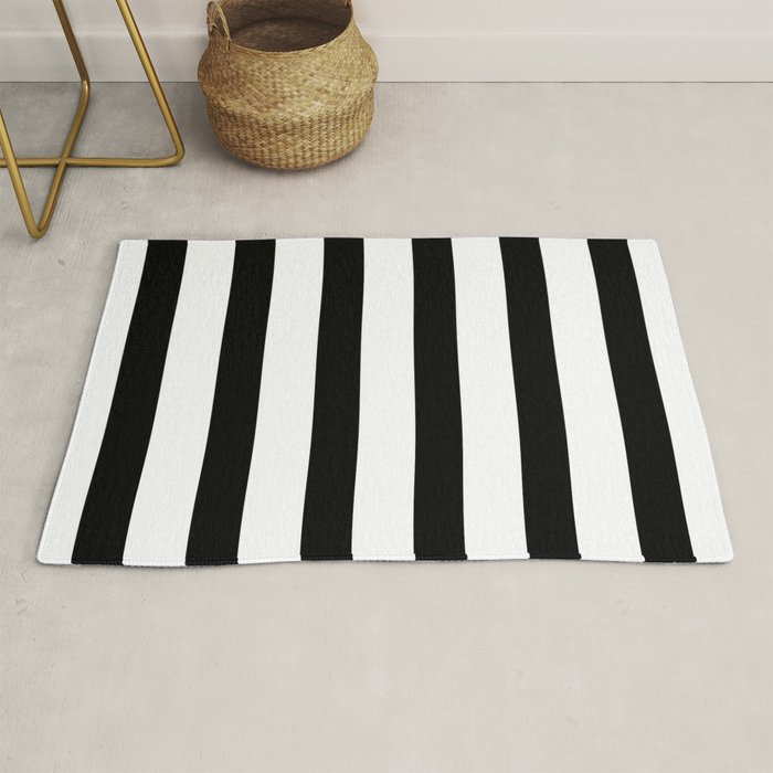 Black and White Horizontal Stripes Rug by Minimal By Tafida Society6