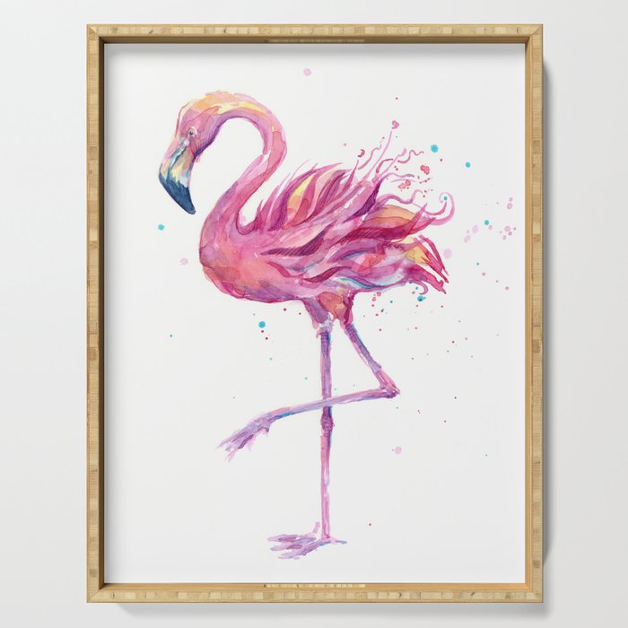 Fancy Pink Flamingo Serving Tray