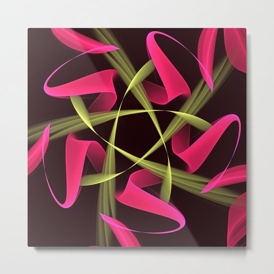 Pink ribbons in a breeze, fractal abstract pattern design Metal Print