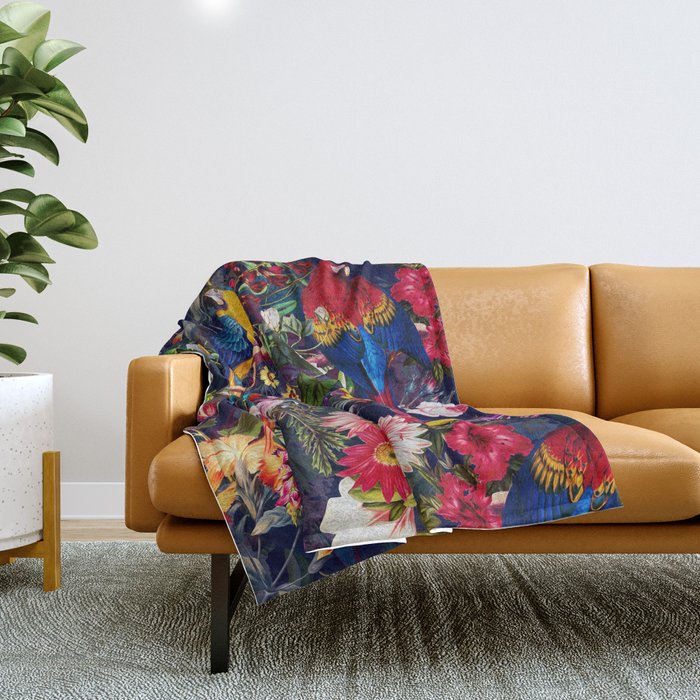 Floral and Birds XLV Throw Blanket