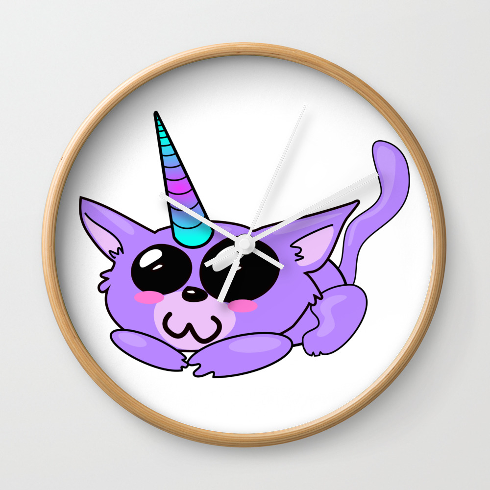 Unicorn Kitty Wall Clock By Culturecollective Society6