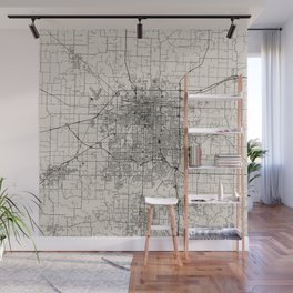 Springfield, Missouri - USA - Black and White Minimal City Map Wall Mural