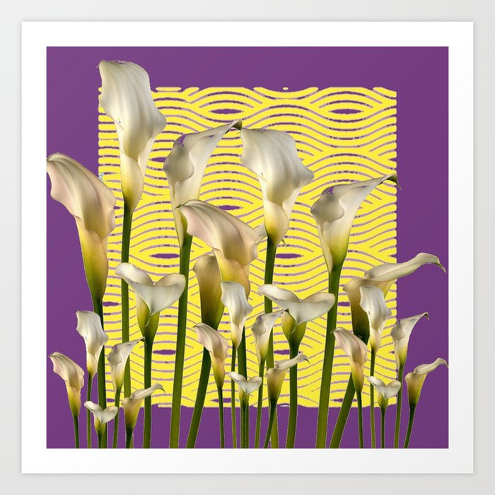 Purple-Yellow Calla Lilies Pattern Art Print