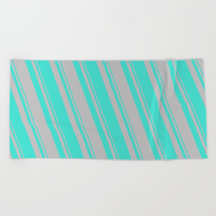 Turquoise and Grey Colored Stripes/Lines Pattern Beach Towel