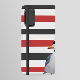 Captain Seagull on Red and Black Stripes Android Wallet Case
