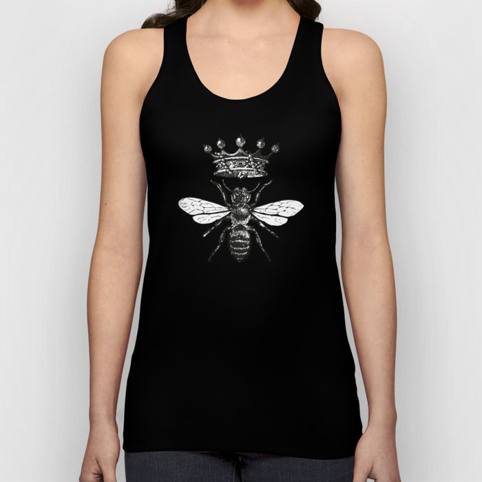Queen Bee No. 1 | Vintage Bee with Crown | Black and White | Tank Top