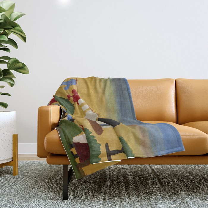 African American Masterpiece 'The Wash' portrait painting by Clementine Hunter   Throw Blanket