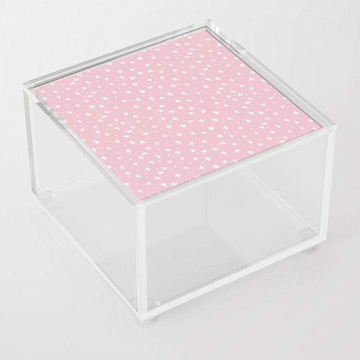 Stars and dots - pink and white Acrylic Box