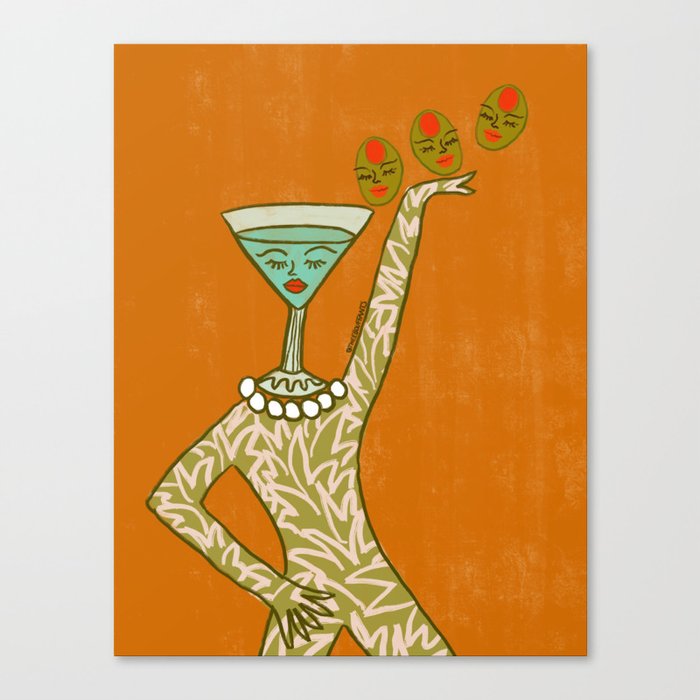 Cocktail Babe With Olives Canvas Print