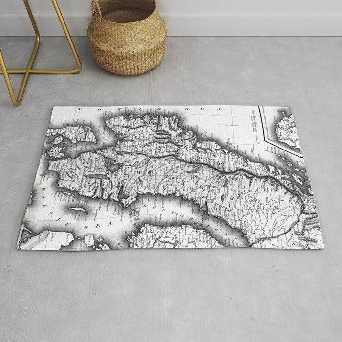 Vintage Map of Norway and Sweden (1831) BW Rug