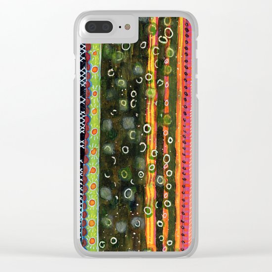 Absorbed Rings with Vertical Stripes Pattern Clear iPhone Case