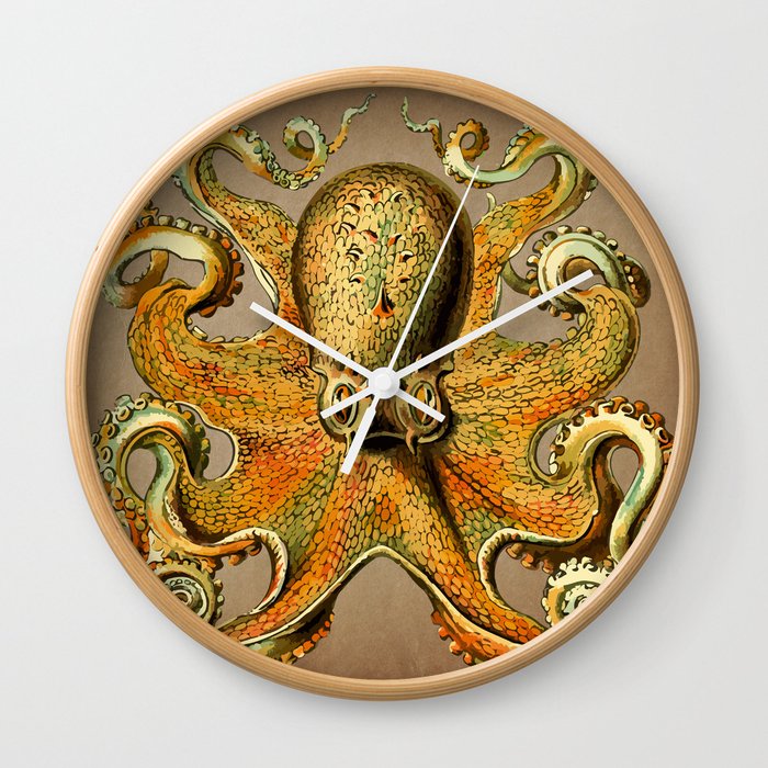 Vintage Golden Octopus Wall Clock