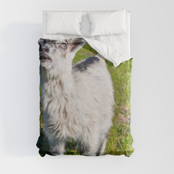 Crazy Funny Little Goat Looking Somewhere  Duvet Cover