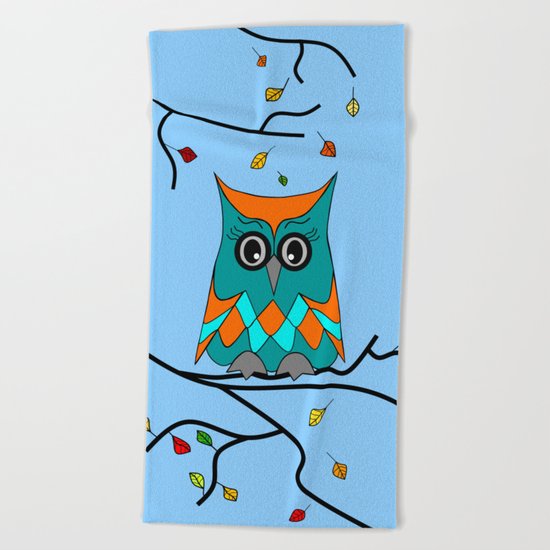 Autumn Owl Beach Towel