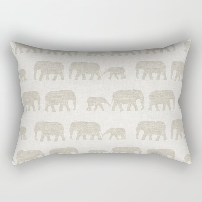 elephant march - beige Rectangular Pillow