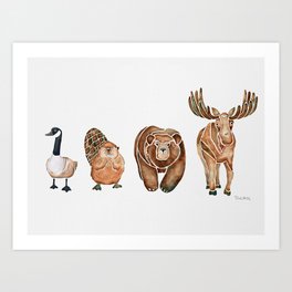 Canadian Crew | Woodland Animals Nursery Art Art Print