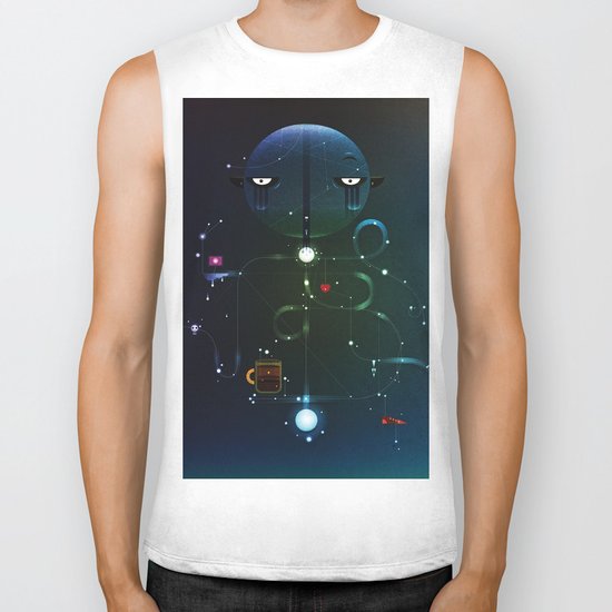 Self Portrait: Raid Boss, Coffee and Constellations Biker Tank