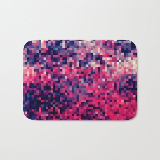 Magenta Indigo Blue Pixels Bath Mat