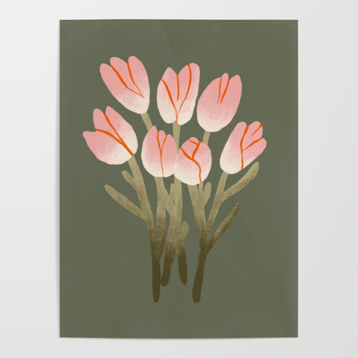 Tulip Drawing Poster