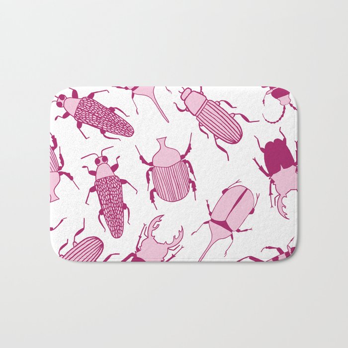 Pink Beetles Bath Mat