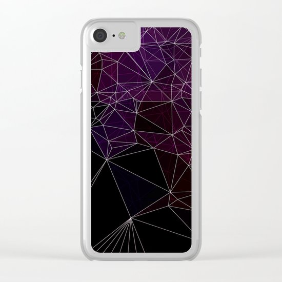 Polygonal purple, black and white Clear iPhone Case
