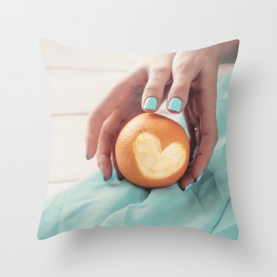 Orange Heart Throw Pillow