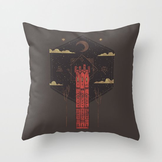 The Crimson Tower Throw Pillow