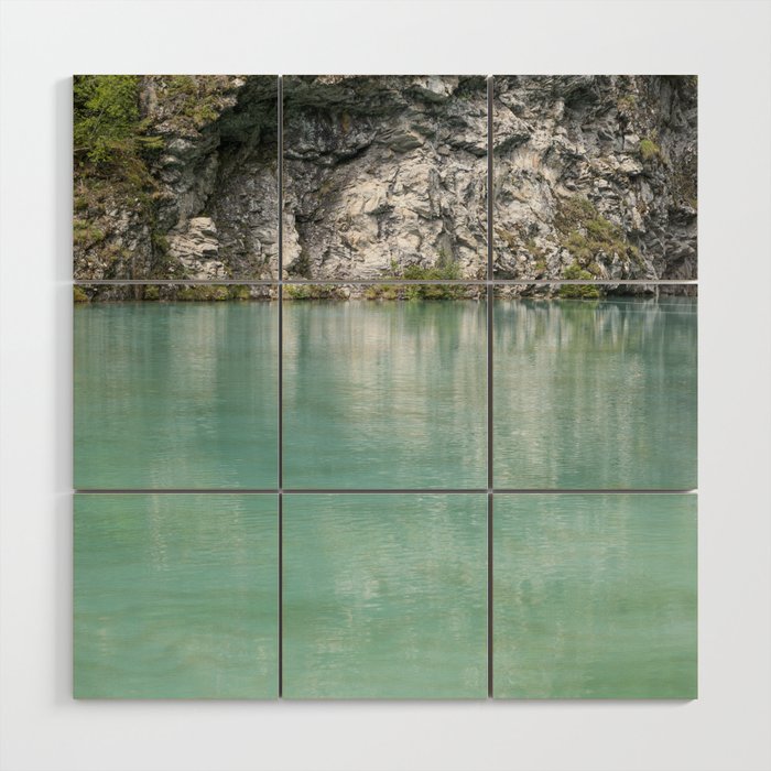 Teal lake in the French alps - mountain reservoir - nature and travel photography Wood Wall Art