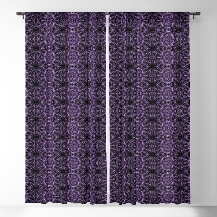 Liquid Light Series 12 ~ Purple Abstract Fractal Pattern Blackout Curtain