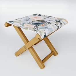 Loose Blue and Peach Floral Watercolor Bouquet  Folding Stool