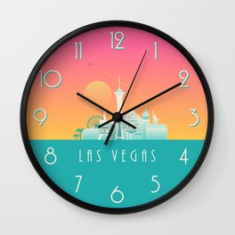 Las Vegas City Skyline Retro Art Deco - Morning Wall Clock