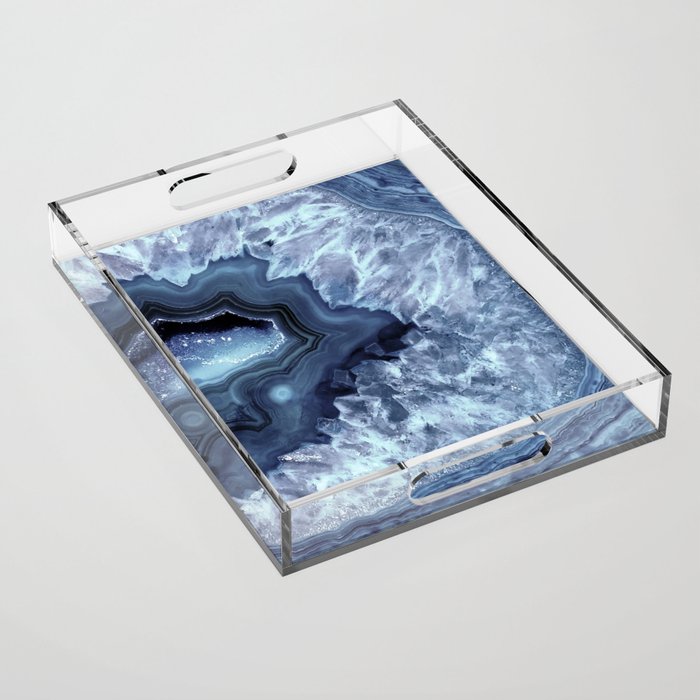 Steely Blue Quartz Crystal Acrylic Tray