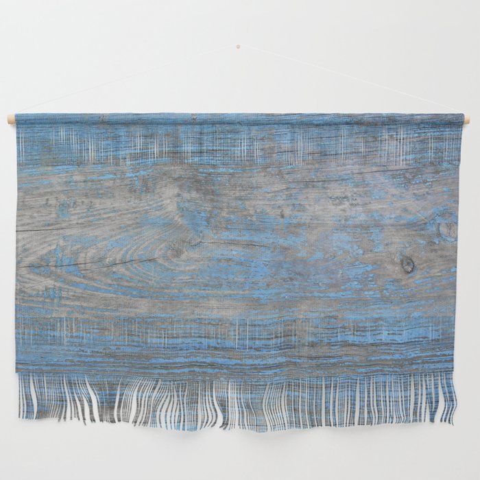 Faded Blue Painted Wood Wall Hanging