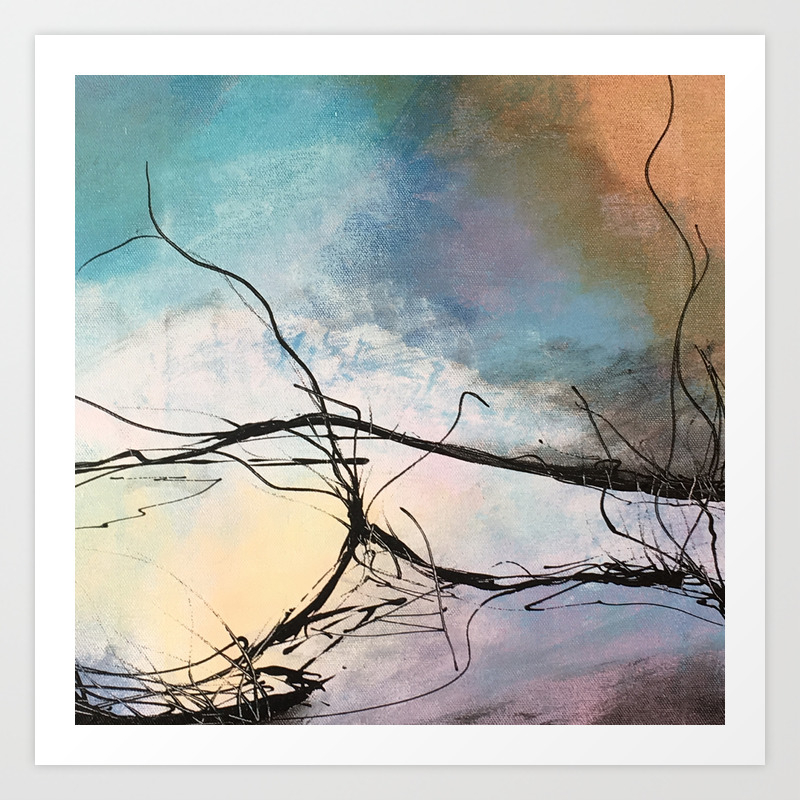 Heaven And Hell Abstract Painting By Jodi Tomer Cloudy Painting Sticks Art Print By Jodilynpaintings Society6