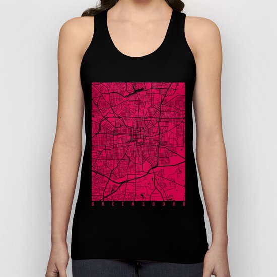 Greensboro map raspberry Unisex Tank Top