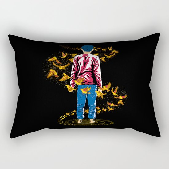 The Birds Flew Around Him Rectangular Pillow