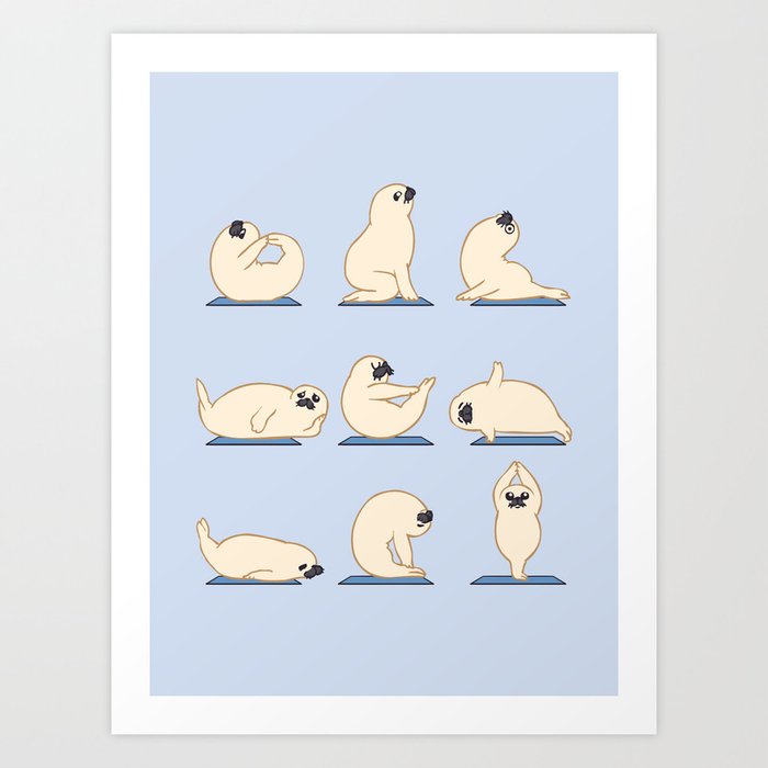 Baby Seal Yoga Art Print